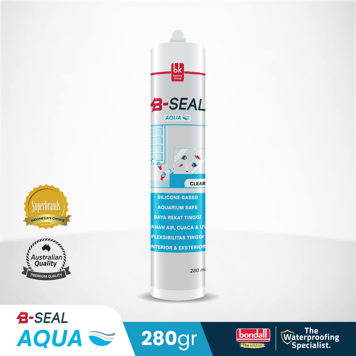 BONDALL B-SEAL AQUA | Premium Silicone-Based Acetic Cure Sealant | Untuk Aquarium | 280Gr
