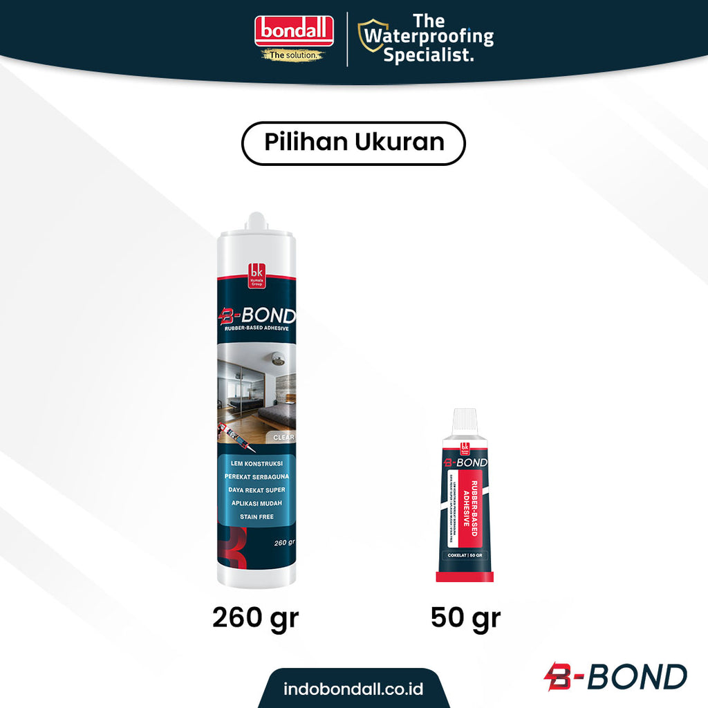BONDALL B-BOND - Lem Konstruksi Serbaguna dengan Daya Rekat Super | Solvent Rendah Aman untuk Perekat Lantai Kayu Cermin & Panel Dinding | 50gr