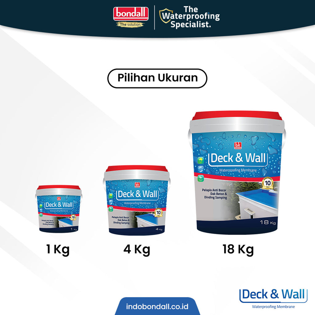 BONDALL DECK & WALL - Cat Pelapis Anti Bocor Premium | Untuk Dinding Samping | 1Kg