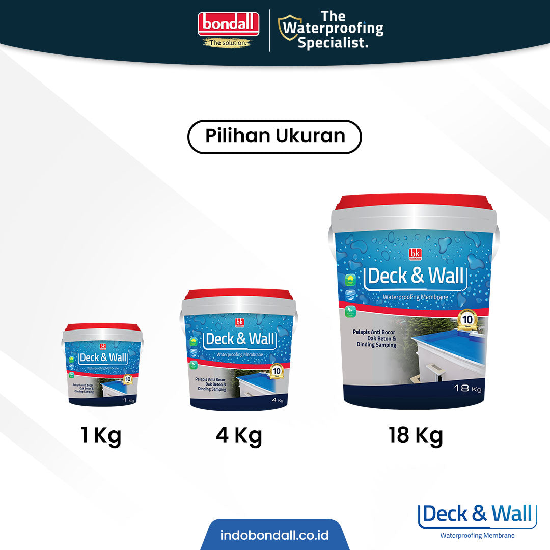 BONDALL DECK & WALL - Cat Pelapis Anti Bocor Premium | Untuk Dinding Samping | 1Kg
